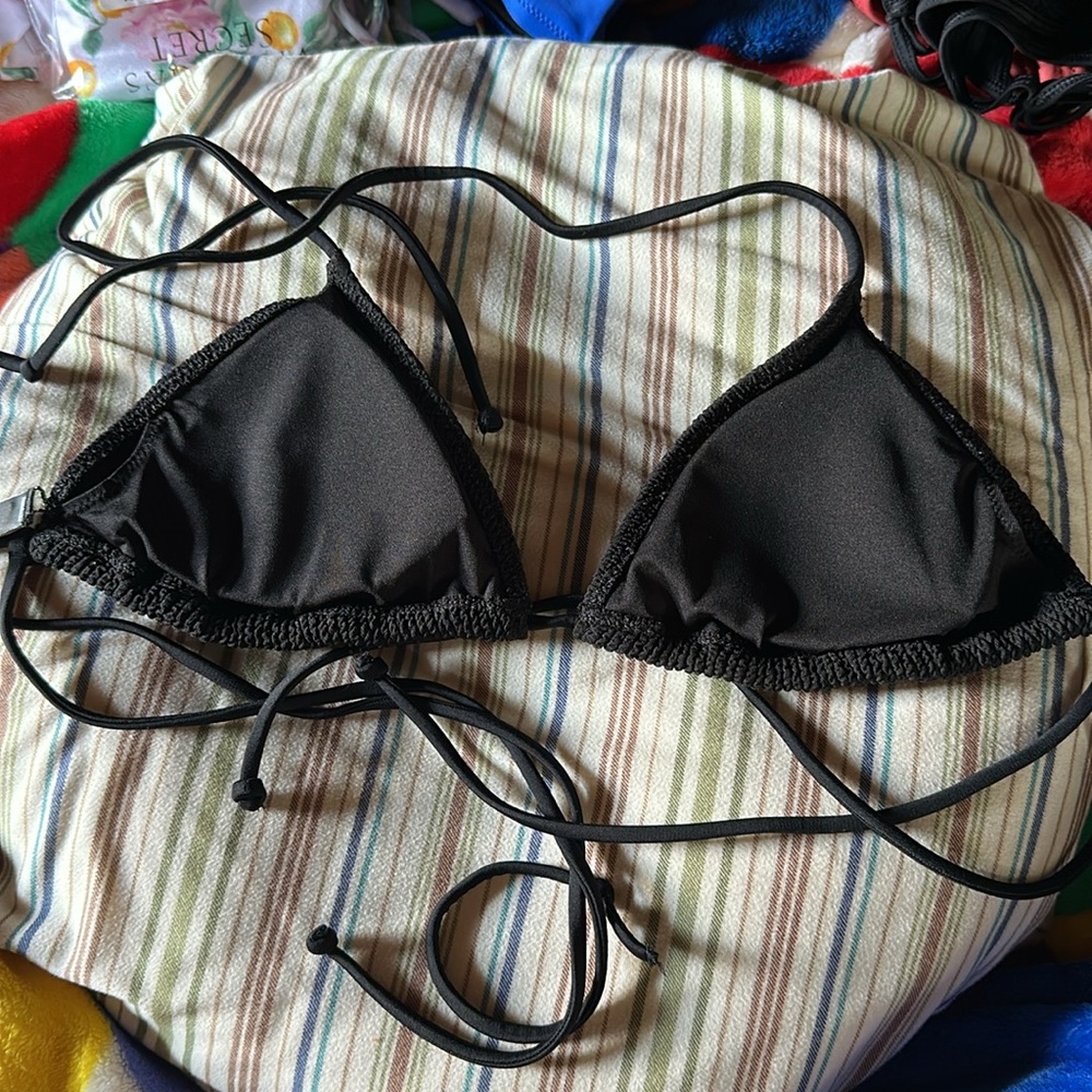 PINK Triangle Crinkle Bikini Top - Picture 6 of 15